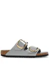 Birkenstock Arizona Big Buckle High Shine Sandals Stone Coin In Shine Stone Coin