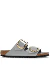 Birkenstock Arizona Big Buckle High Shine Sandals Stone Coin In Shine Stone Coin
