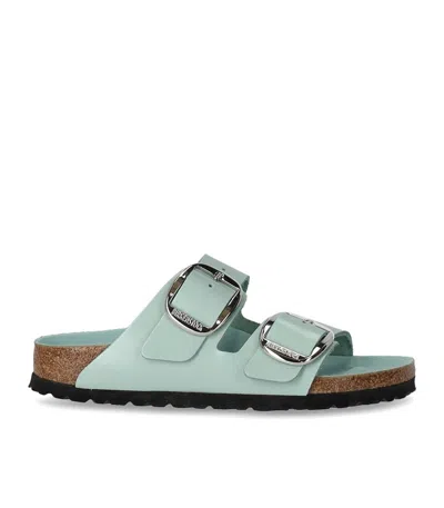 Birkenstock Arizona Big Buckle High Shine Surf Green Two Bar Mules Siz In Blue Patent