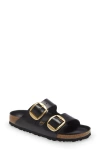 Birkenstock Arizona Big Buckle Patent Leather Sandals In High Shine Black