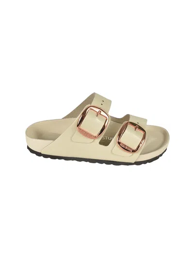 Birkenstock Arizona Big Buckle Sliders In Dove Grey