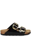 Birkenstock Arizona Big Buckle Slides In Black