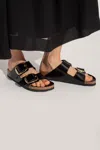 Birkenstock Arizona Big Buckle Patent Leather Sandals In Black
