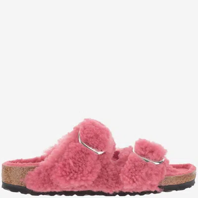 Birkenstock Arizona Big Buckle Teddy Rivet Sandals In Pink