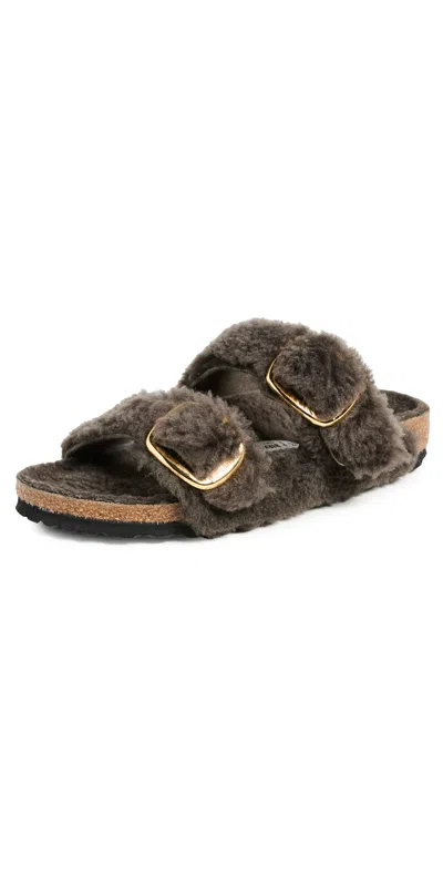 Birkenstock Arizona Big Buckle Genuine Shearling Slide Sandal In Gray