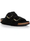 Birkenstock Arizona Shearling Slides With Large Buckle In Black