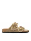 Birkenstock Arizona Big Buckle With Lamb Fur In Brown