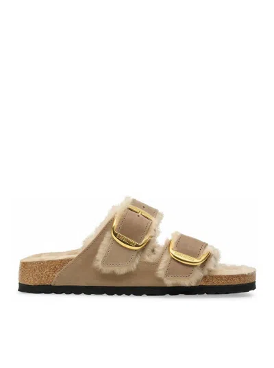 Birkenstock Arizona Big Buckle With Lamb Fur In Brown