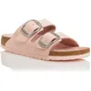 Birkenstock Arizona Big Buckle Womens Faux Leather Slip On Slide Sandals In Pink