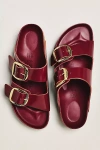 Birkenstock Arizona Big Hammered Buckle High Shine Sandals In Red