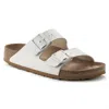 Birkenstock White Buckle-embellished Slides In White