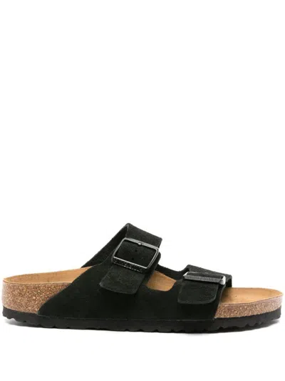 Birkenstock Arizona Suede Leather Womens Sandals In Black
