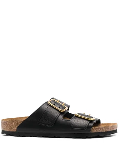 Birkenstock 'arizona' Black Slip-on Sneakers With Branded Buckles
