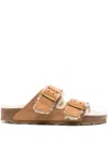 Birkenstock Arizona Bold Shearling With Natural Leather In Brown
