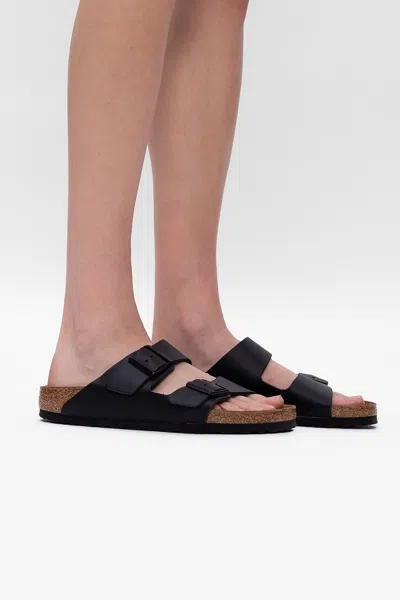 Birkenstock ‘arizona Bs' Leather Slides In Black