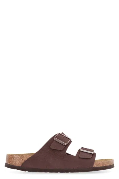 Birkenstock Arizona Bs Leather Slides In Brown