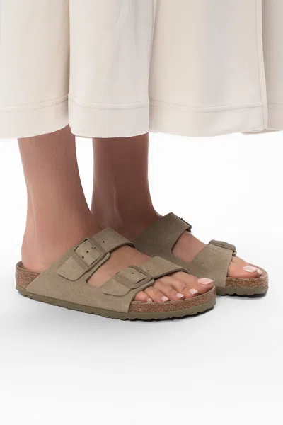 BIRKENSTOCK BIRKENSTOCK ‘ARIZONA BS’ LEATHER SLIDES