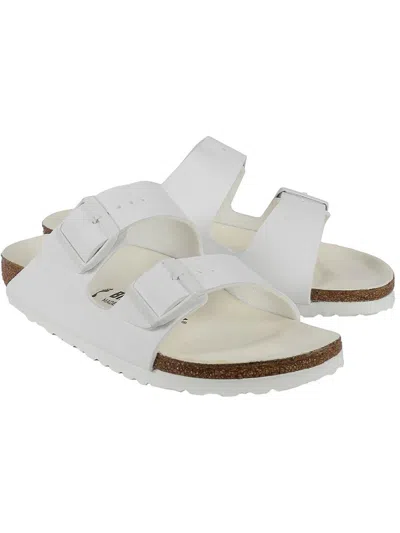 Birkenstock Arizona Bs Mens Faux Leather Buckle Slide Sandals In White