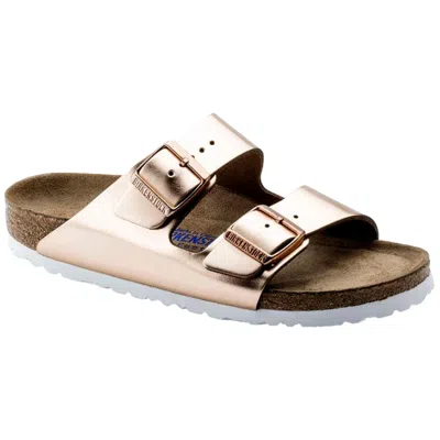 Birkenstock Arizona Soft Footbed In Metallic Copper In Gold