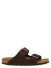 Birkenstock Arizona Double-strap Leather Slides In Brown