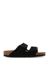Birkenstock Arizona Double-strap Leather Slides In Black