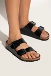 Birkenstock Arizona Birko-flor Patent Womens Sandals In Black