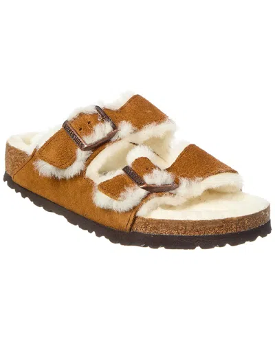 Birkenstock Arizona Bs Suede & Shearling Sandal In Brown