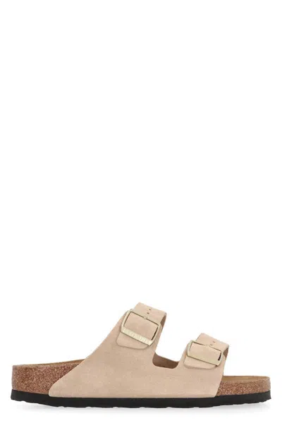 Birkenstock Arizona Bs Suede Slides In Beige