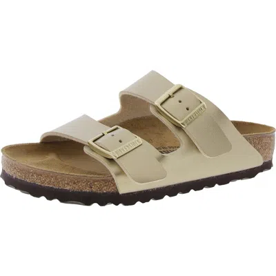 Birkenstock Arizona Bs Womens Buckle Leather Slide Sandals In Gold