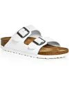 Birkenstock Womens Leather Slip On Footbed Sandals In White