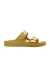 Birkenstock Arizona Eva Glamour Gold Two Bar Mules In Nude