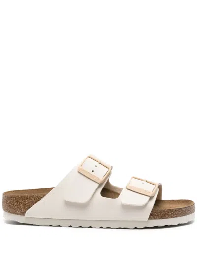 Birkenstock Womens White Leather Sfb Arizona Double-strap Leather Sandals In Antique White Nubuck
