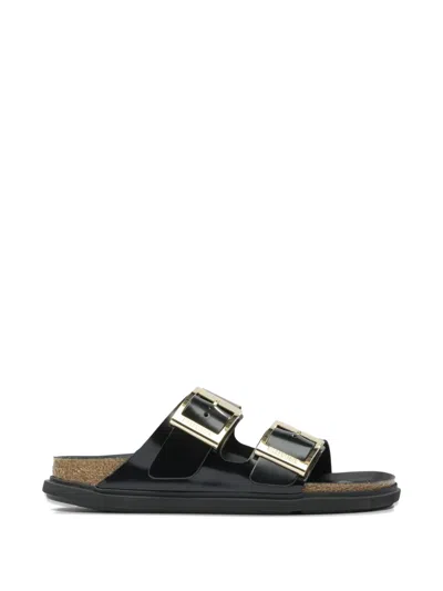 Birkenstock Arizona Droplet Buckle Shiny Leather Sandals In Multi