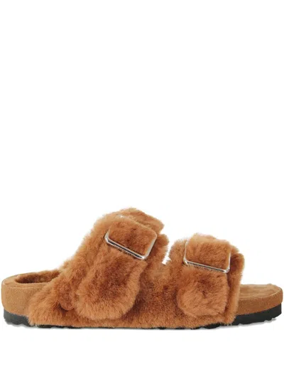 Birkenstock Arizona Buckle Strap Slippers In Brown