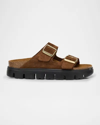 BIRKENSTOCK ARIZONA BUCKLE SUEDE FLATFORM SANDALS