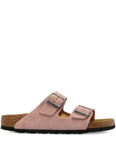 Birkenstock Mink Arizona Nubuck Leather Slide Sandal In Multi