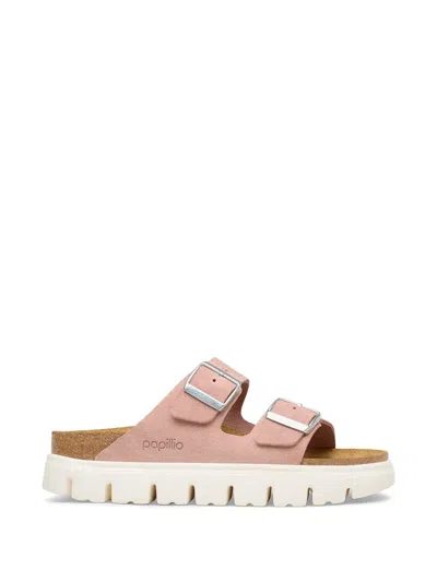 Birkenstock Arizona Buckle-fastening Platform Slides In Pink