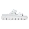 Birkenstock Arizona Exquisite Leather Dual-buckle Slide Sandals In White