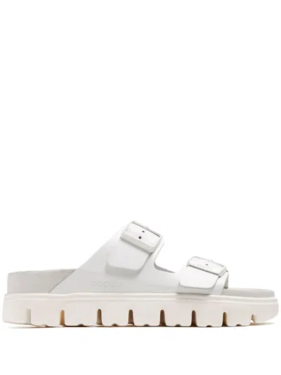 Birkenstock Leather Sandals With Two Buckle Straps In White