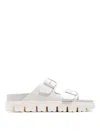 Birkenstock Leather Sandals With Two Buckle Straps In White