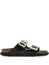 Birkenstock Arizona Droplet Buckle High Shine Black Slides In Black