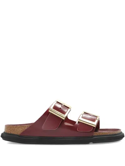 Birkenstock Arizona Double-buckle Flat Sandals In Burgundy