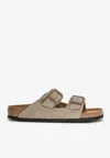 Birkenstock Taupe Suede Arizona Slide In Beige