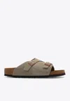 Birkenstock Arizona Double-buckle Leather Slides In Taupe