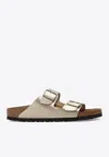 Birkenstock Arizona Double-buckle Metallic Slides In Gold