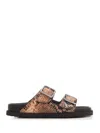 Birkenstock Open Toe Heeled Sandals Snakeskin Effect In Beige