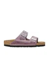 Birkenstock Arizona Big Buckle Old Rose Nubuck Leather Two Bar Mules S
