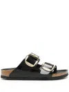 Birkenstock Arizona Big Buckle Leather Slides In Black