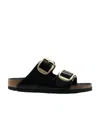 Birkenstock Arizona Big Buckle Nubuck Sandals In Black
