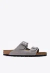 Birkenstock Arizona Open Toe Slippers With Buckle Detailing In Gray